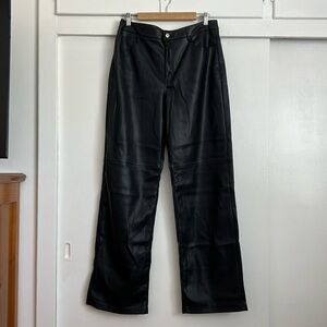 MNG  Black Faux Leather Wide Leg Pants Size 10